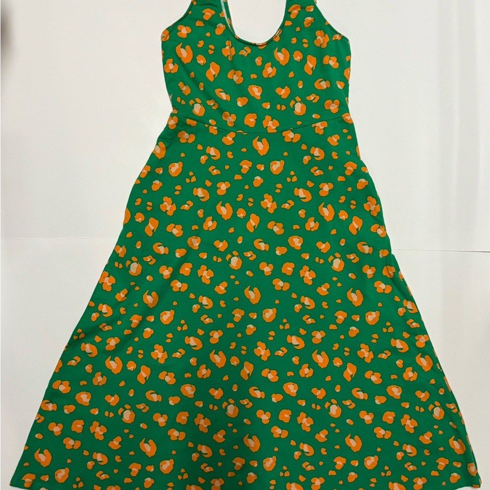 Vibrant Green and Orange Floral Dance Dress